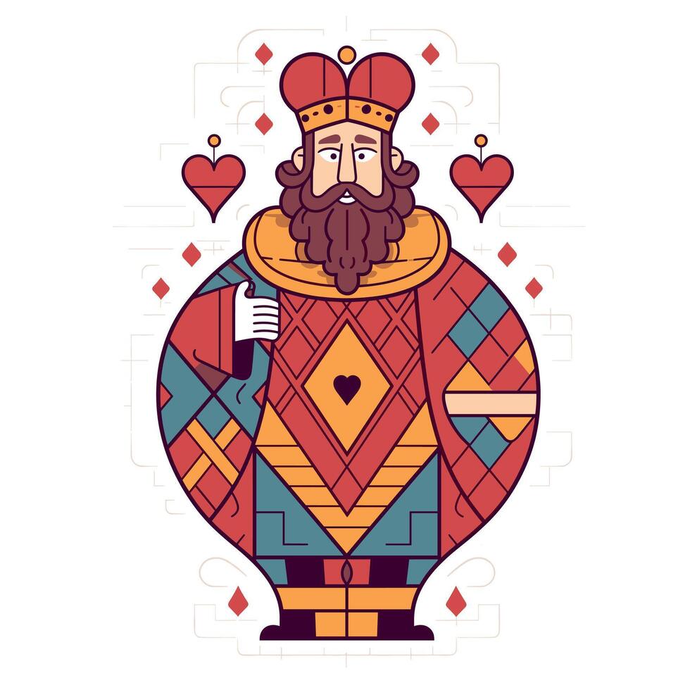 Colorful king character with heart symbols in design vector