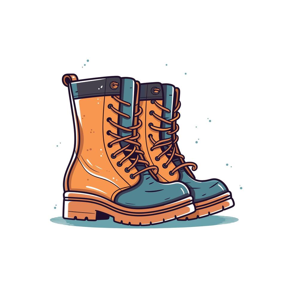 Colorful hiking boots ready for adventure on a sunny day vector