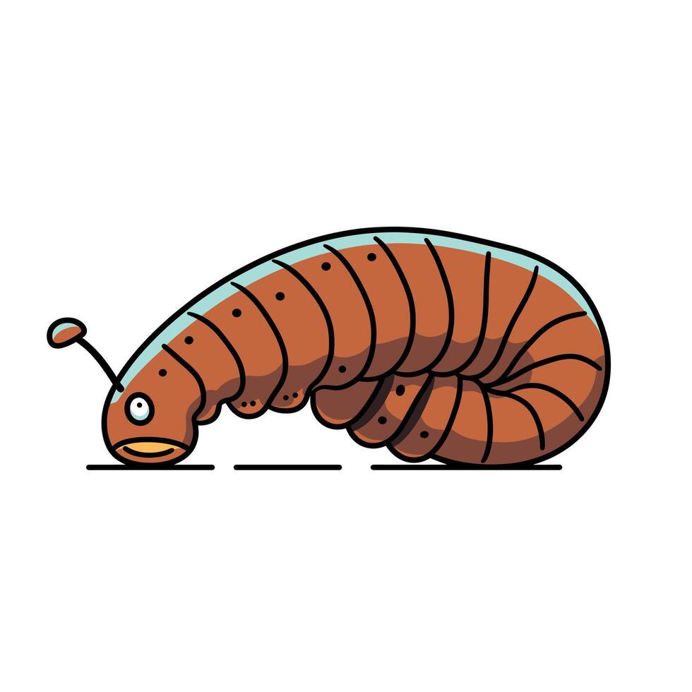 Colorful cartoon caterpillar crawling on a white background in a fun, playful style vector