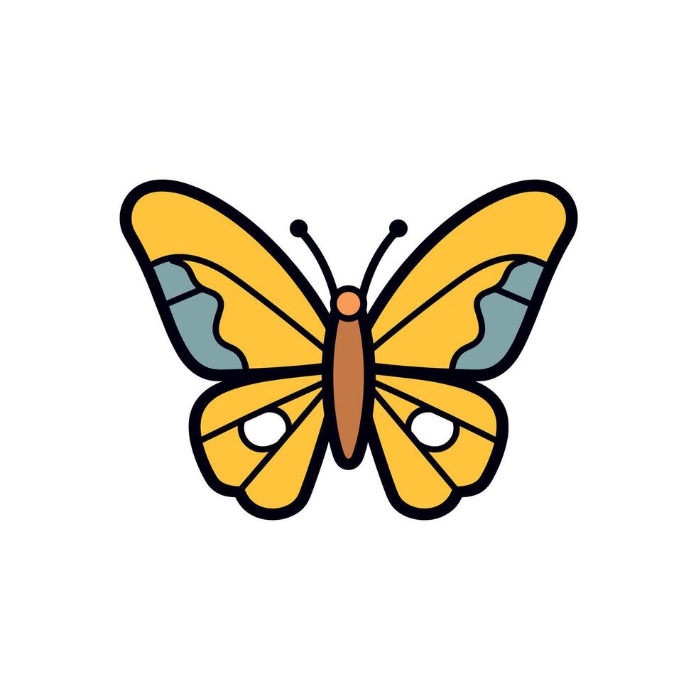 Colorful yellow butterfly with intricate wing patterns resting on a flower vector