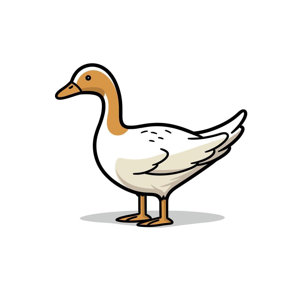 Cartoon duck standing on a white background vector