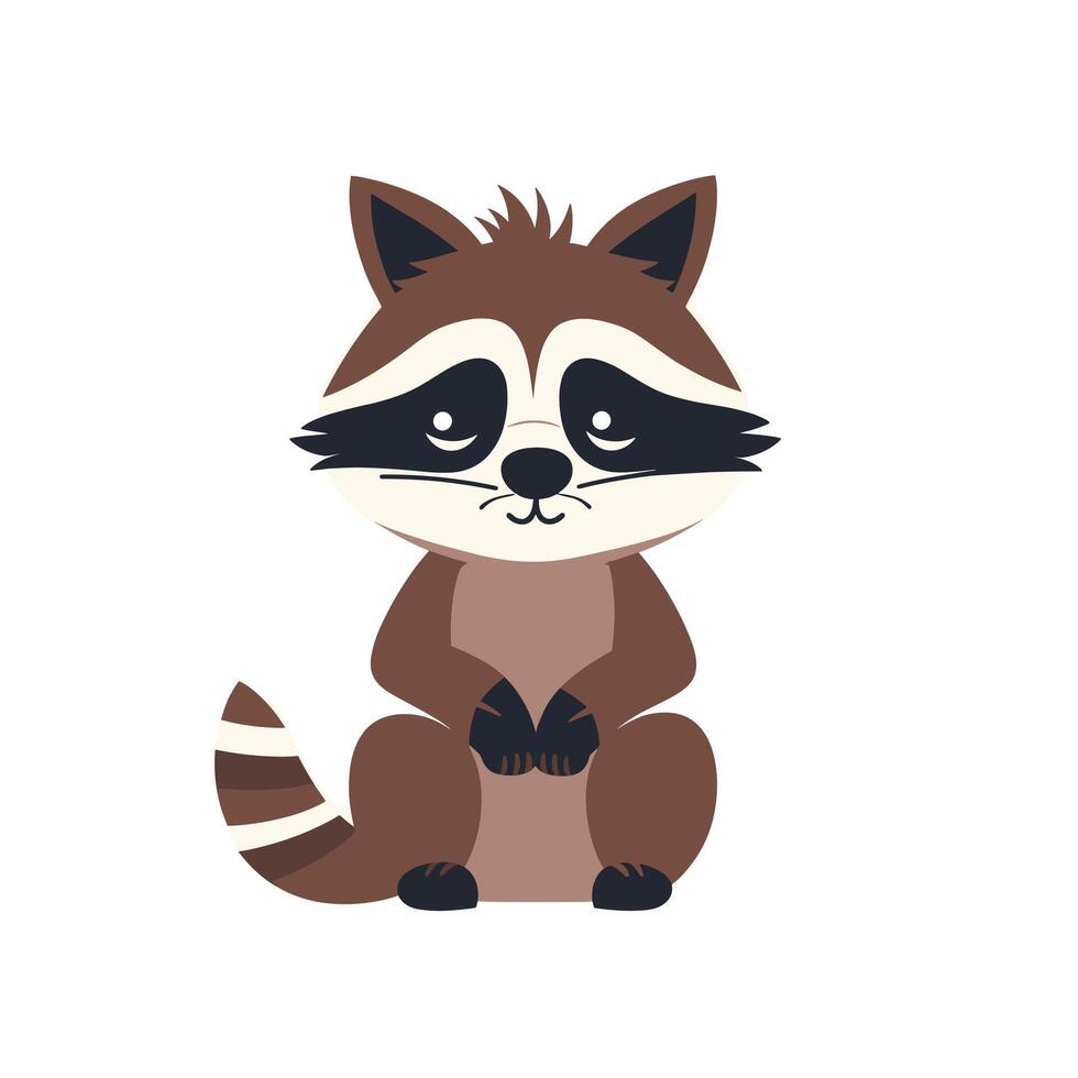 Cute raccoon character sitting with a playful expression vector