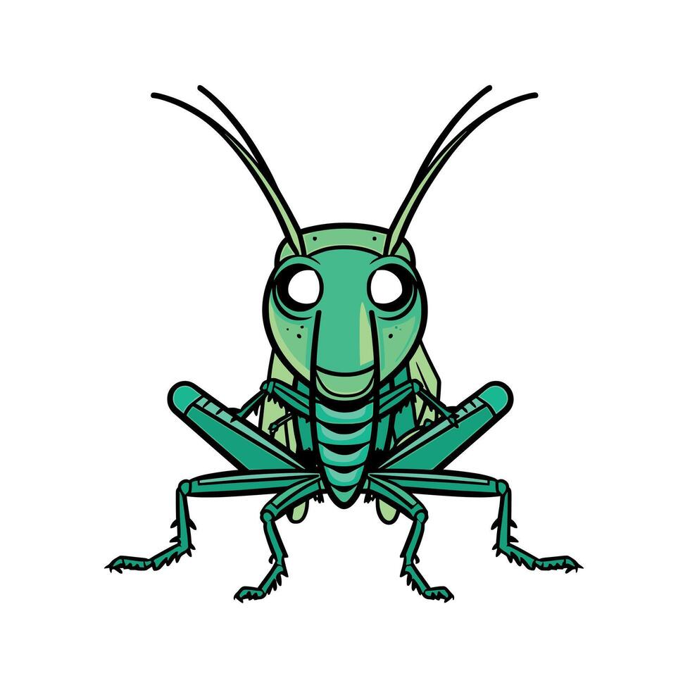 Cartoon illustration of a green grasshopper character vector