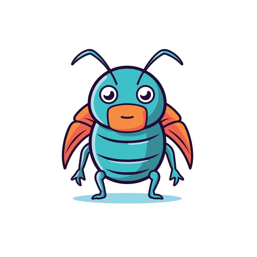 Colorful cartoon insect character stands with a smile vector