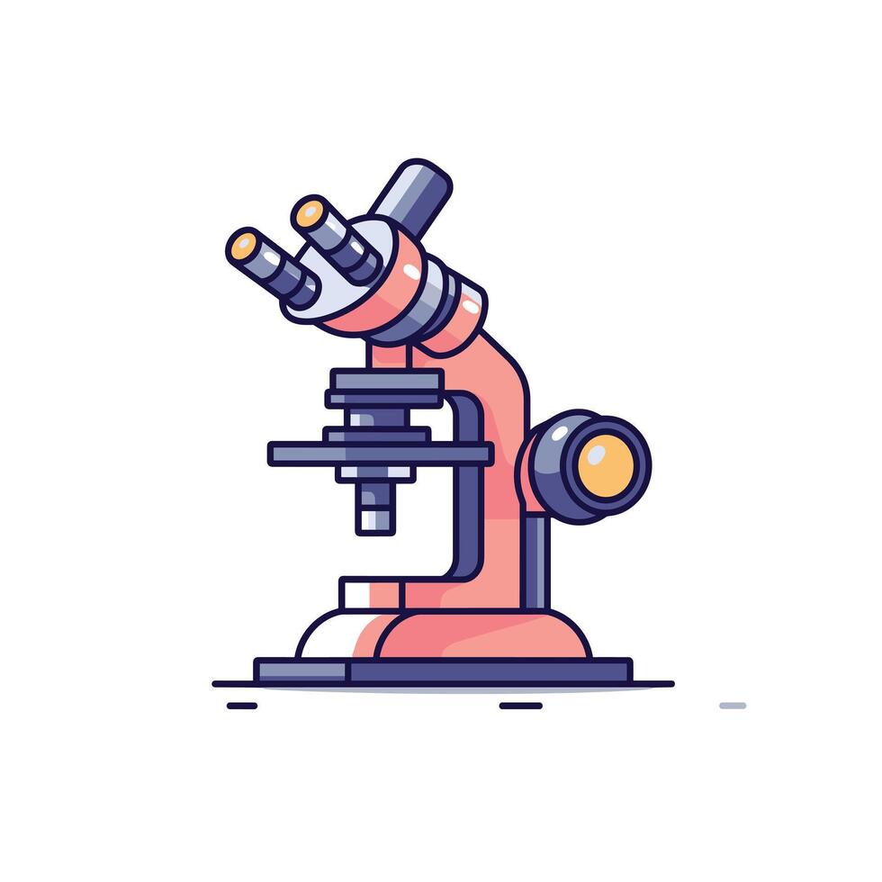 Microscope on lab table for research experiment vector