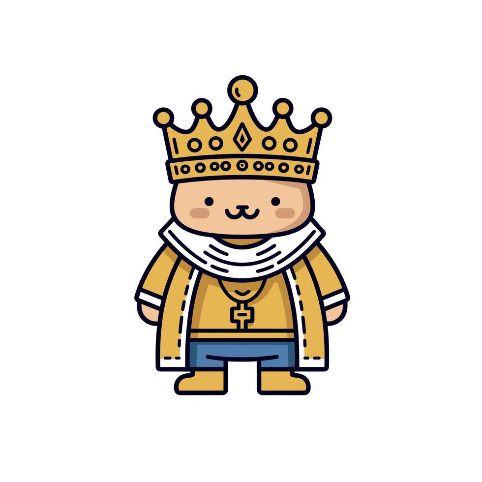 Cartoon character wearing a crown and royal attire vector