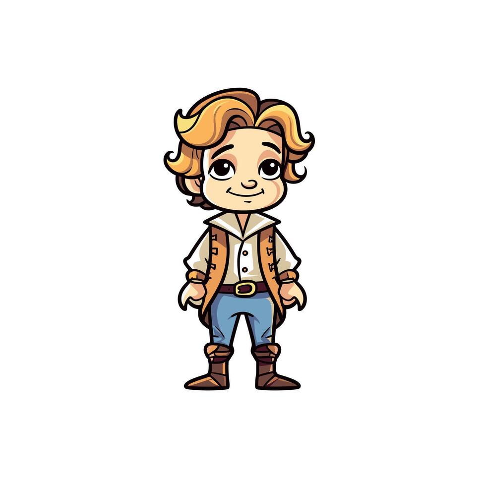 Cartoon character with golden hair in casual attire vector