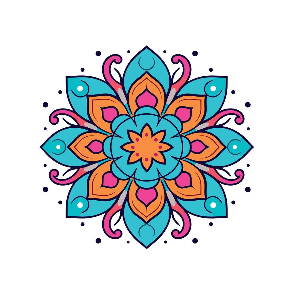 Mandala design with vibrant colors and intricate patterns vector