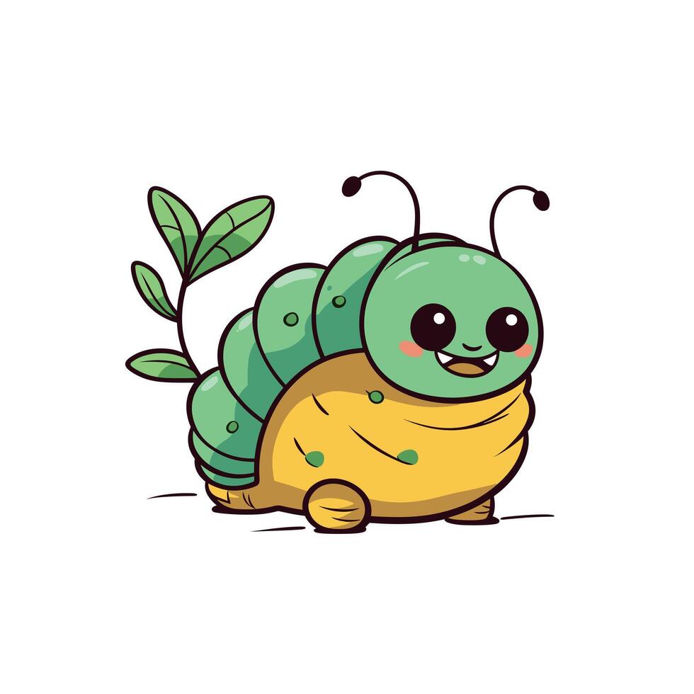 Cute cartoon caterpillar with a cheerful expression vector