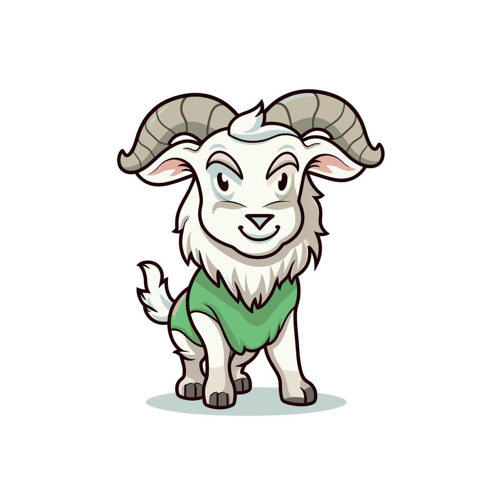 Goat character in green shirt stands confidently vector