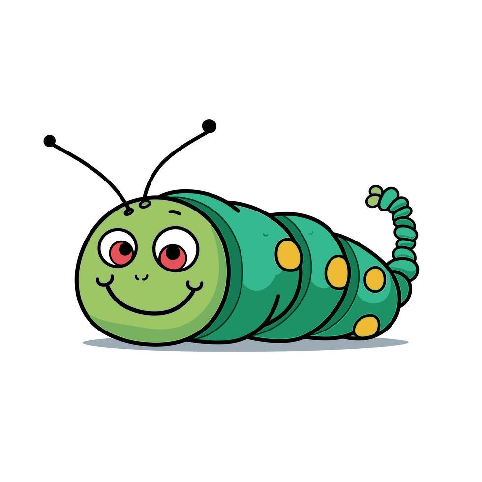 Happy cartoon caterpillar on the ground vector