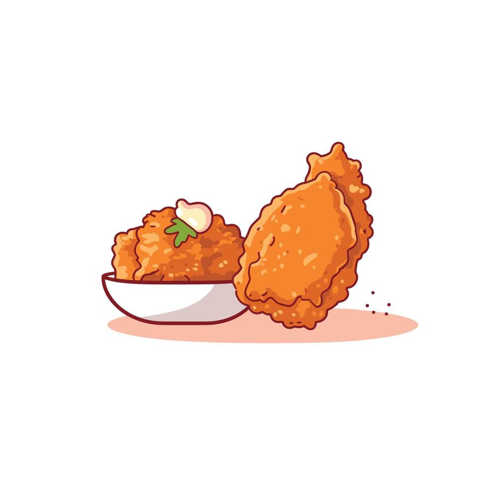 Crispy fried chicken served with dipping sauce vector
