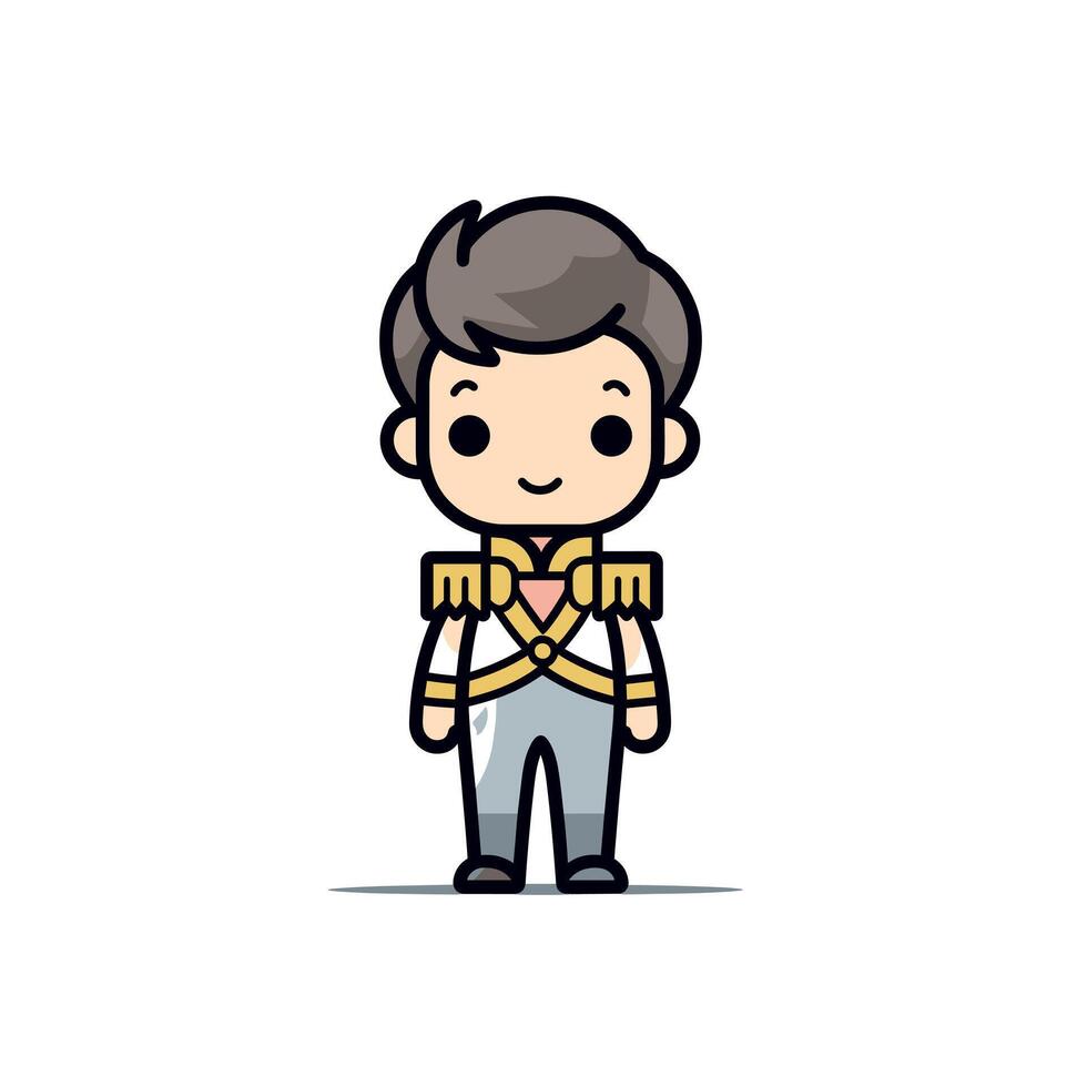 Cute cartoon character in royal attire with a friendly smile vector