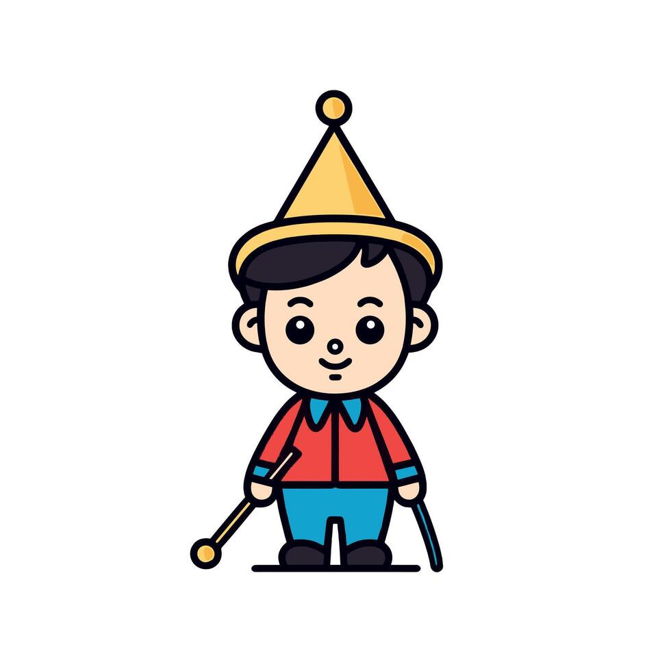 Pinocchio character standing with joyful expression vector