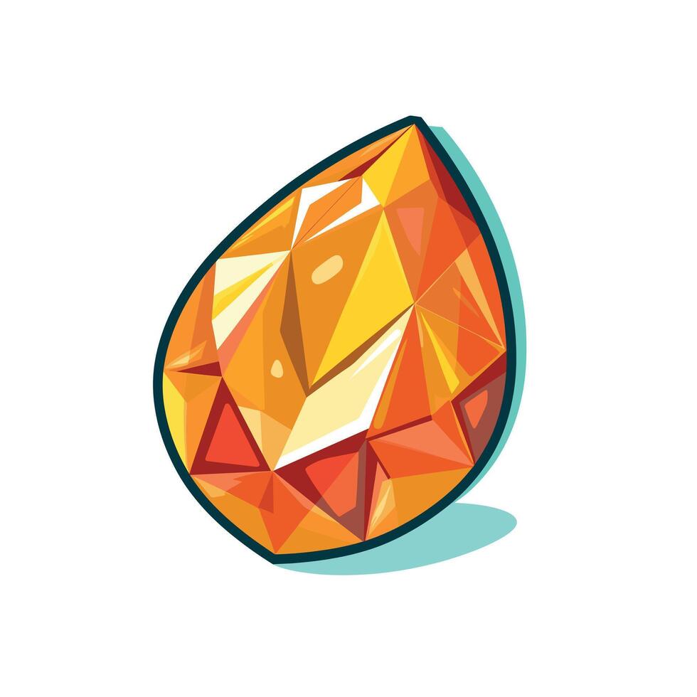 Bright orange gemstone with facets and vibrant colors vector