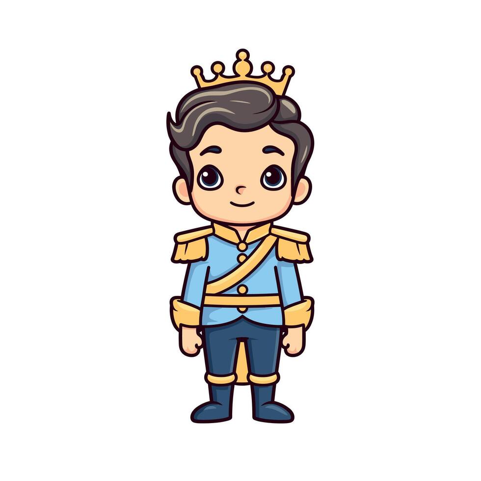 Young prince character wearing royal attire with crown vector
