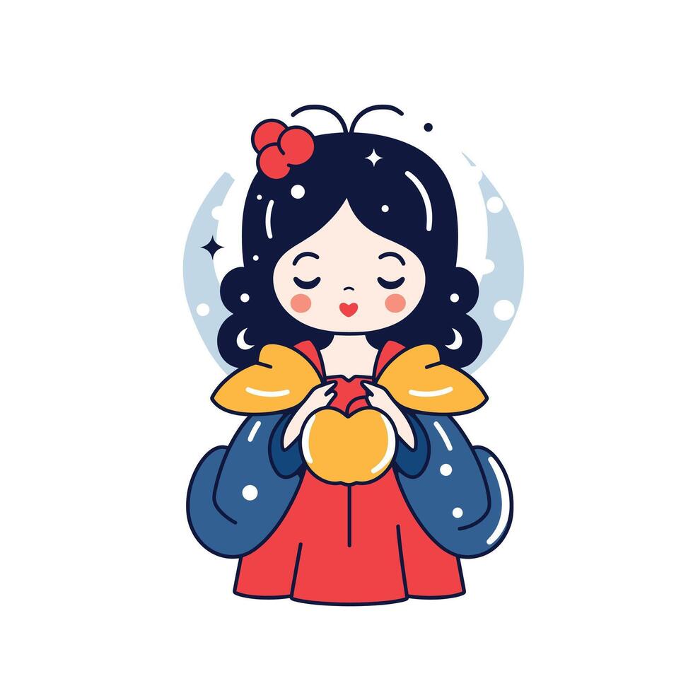 Cute character holding a golden apple in a whimsical style vector