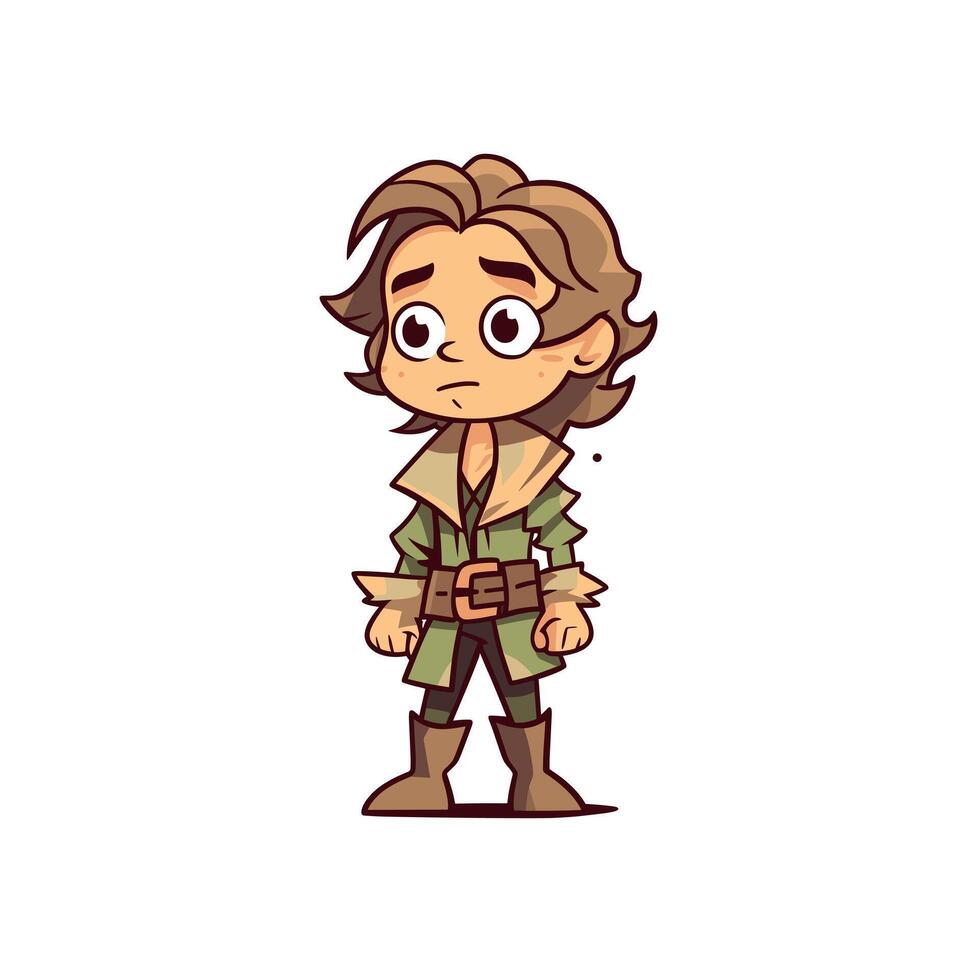 Adventurer deep in thought. vector
