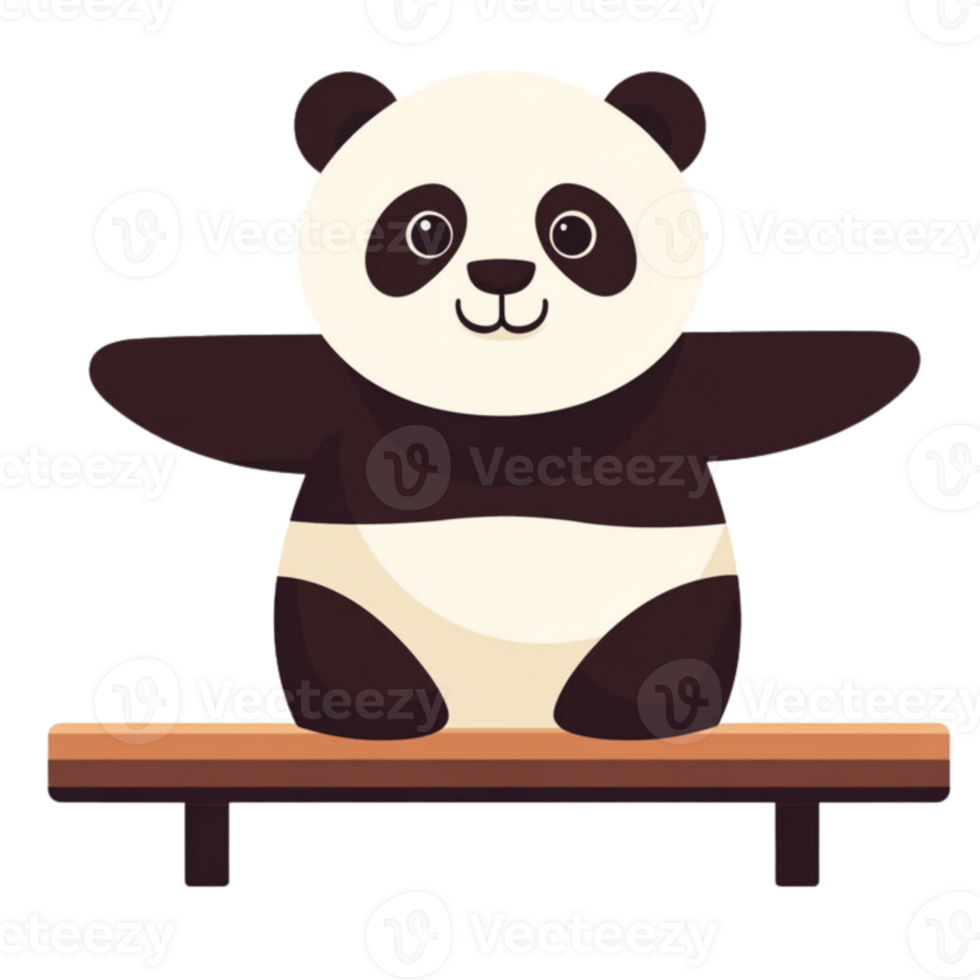 Cheerful Panda Bear isolate on transparent backgorund. png