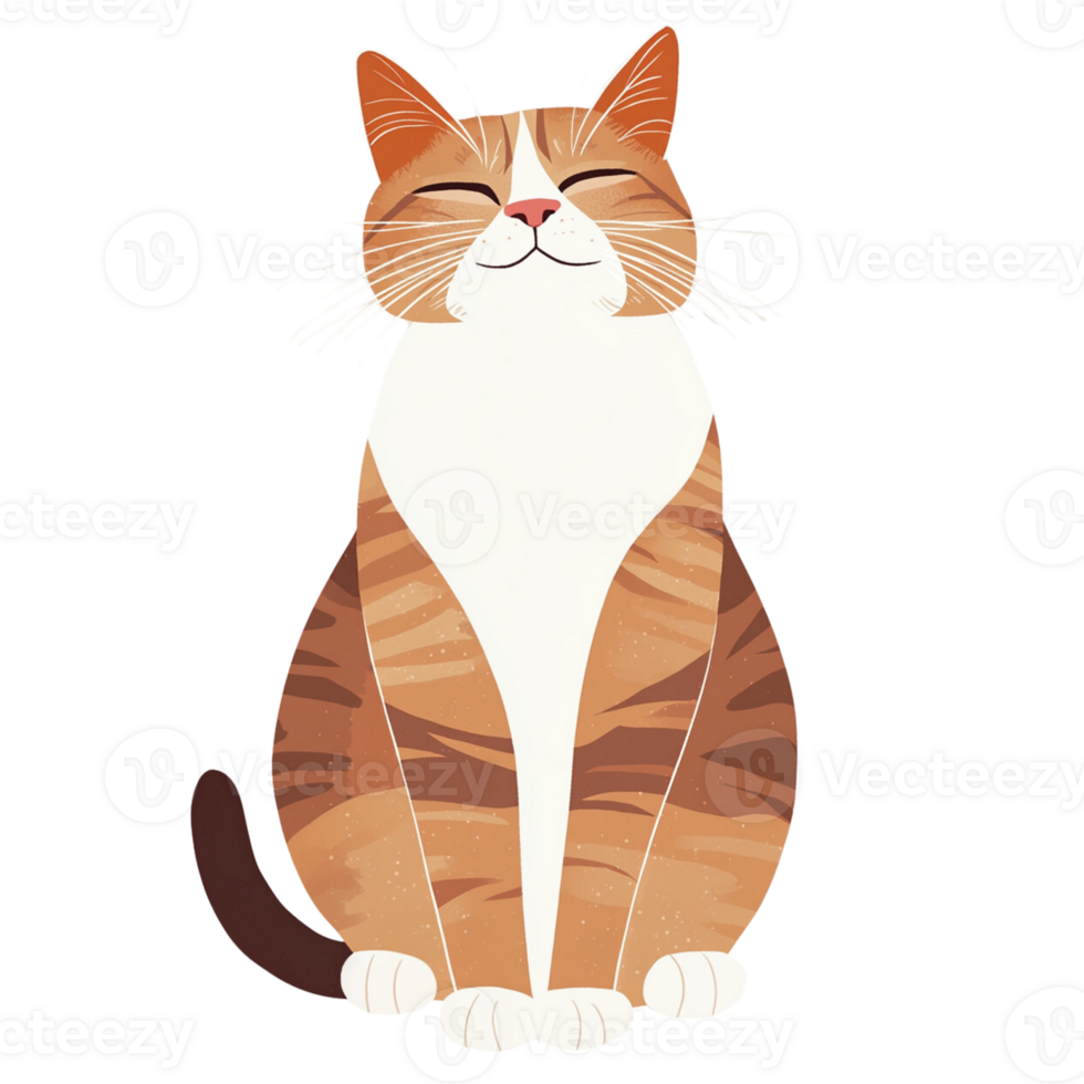 Cute Cartoon Cat Sitting on transparent backgorund. png