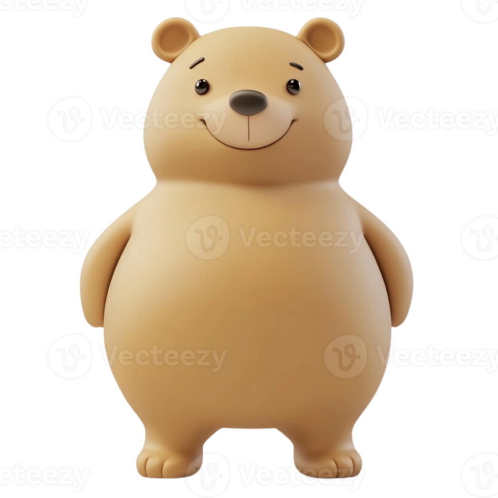 Adorable Cartoon Bear with a Big Smile png