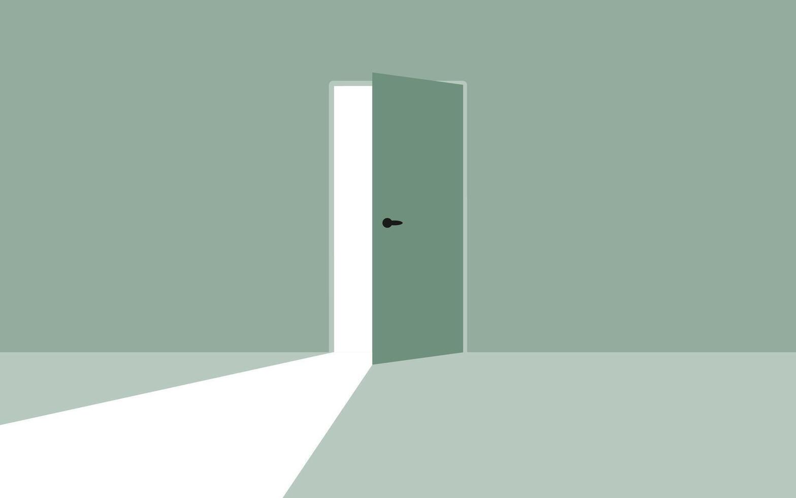 Minimalist Interior with Green Wall and Door vector