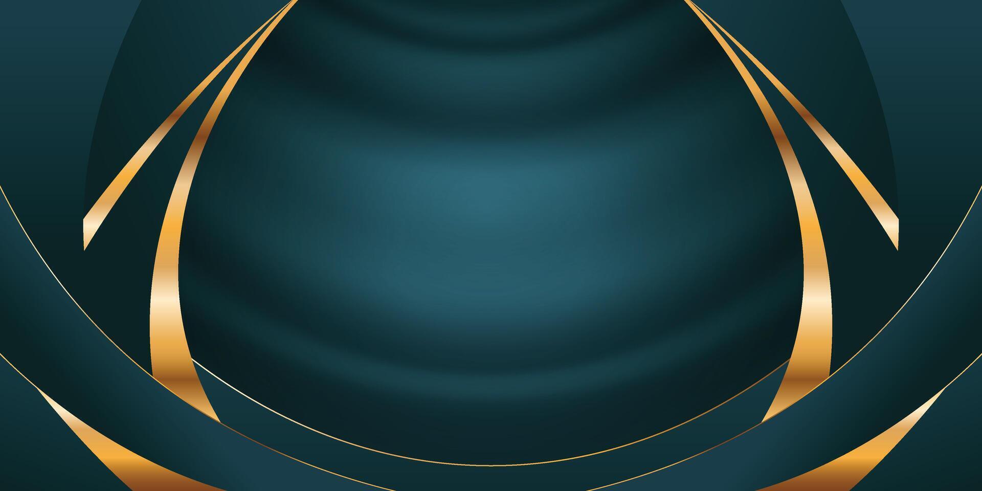 Luxury abstract dark green with elegant golden curves background. vector