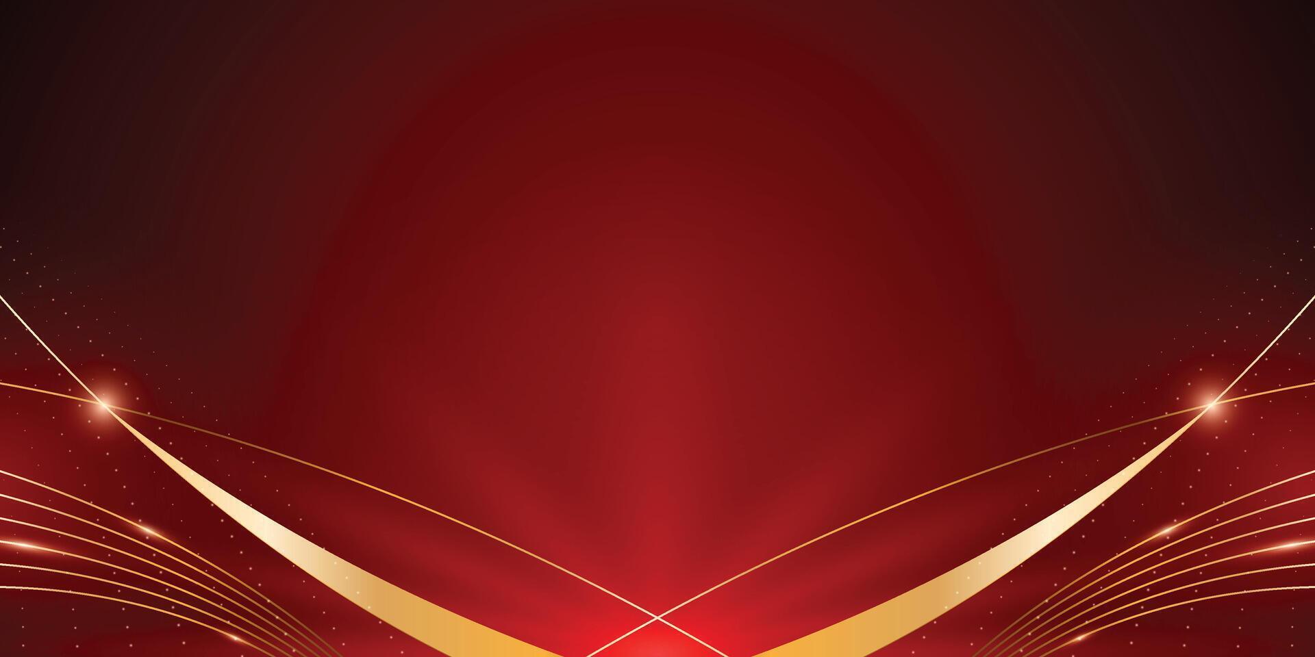 Abstract red luxury with gold and lighting effect background. vector