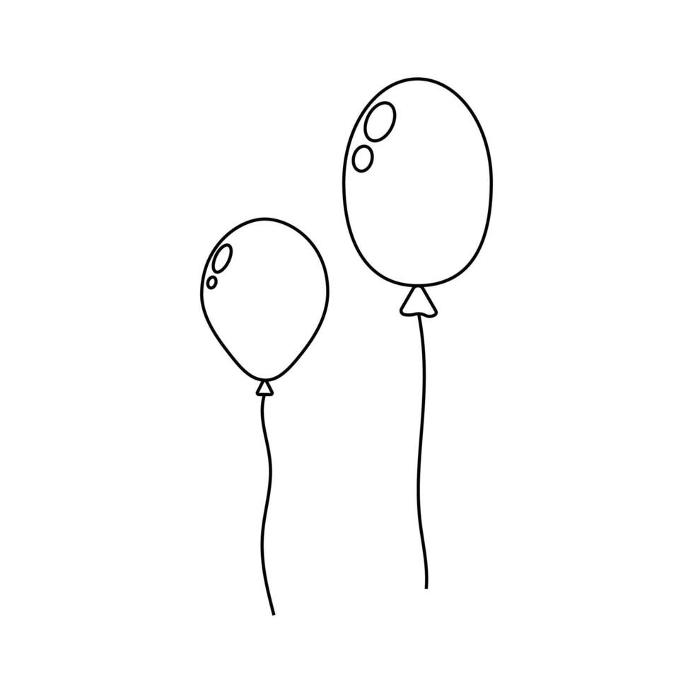 Two simple balloons on string in a minimalistic black and white design vector