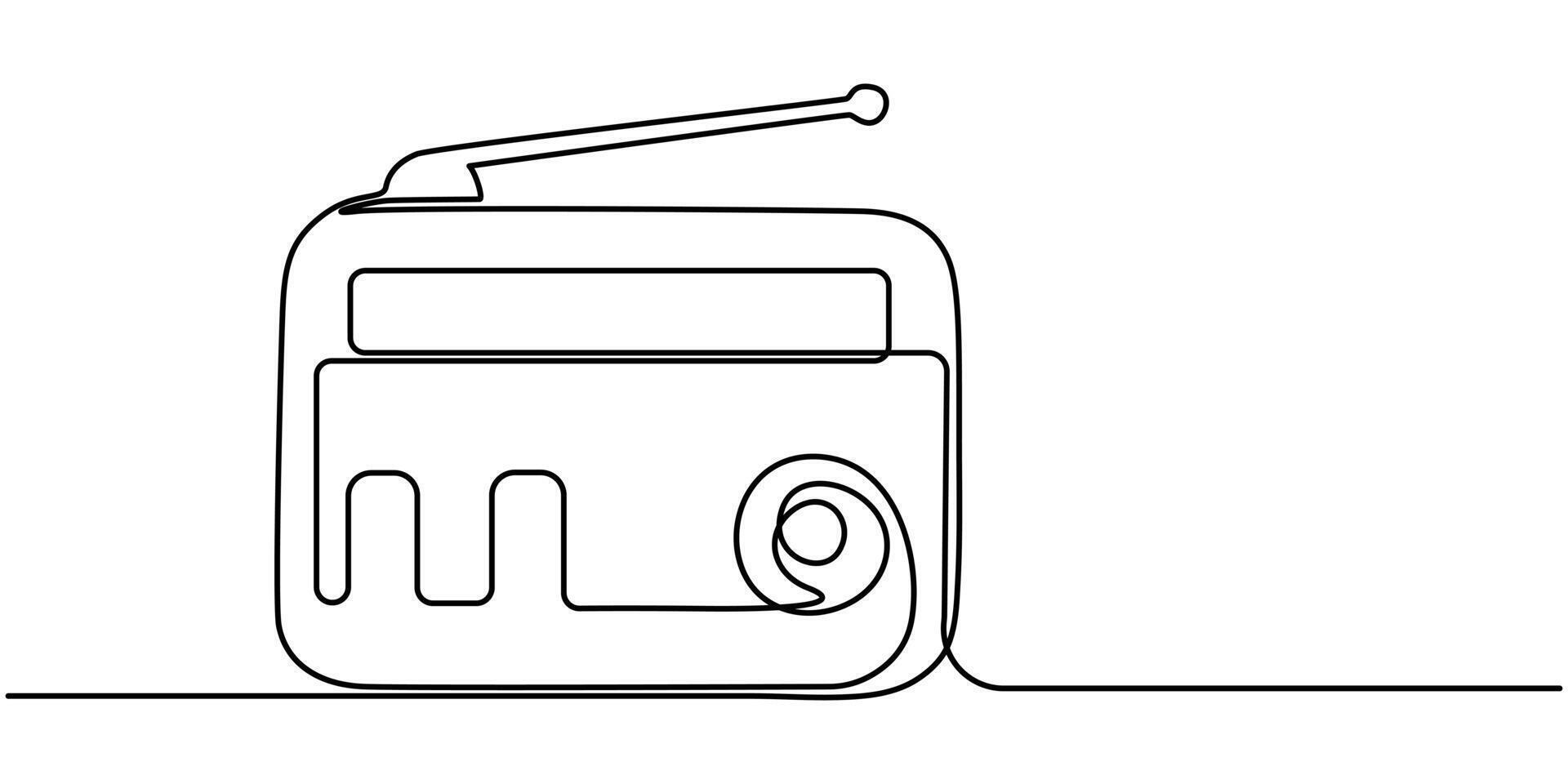 Radio Icon Editable Stroke Continuous One Line Drawing vector