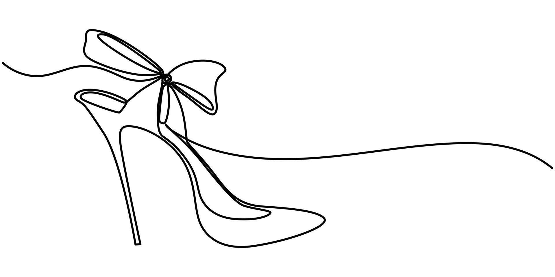 Women Shoes Single Line Icon Continuous One Line Drawing vector
