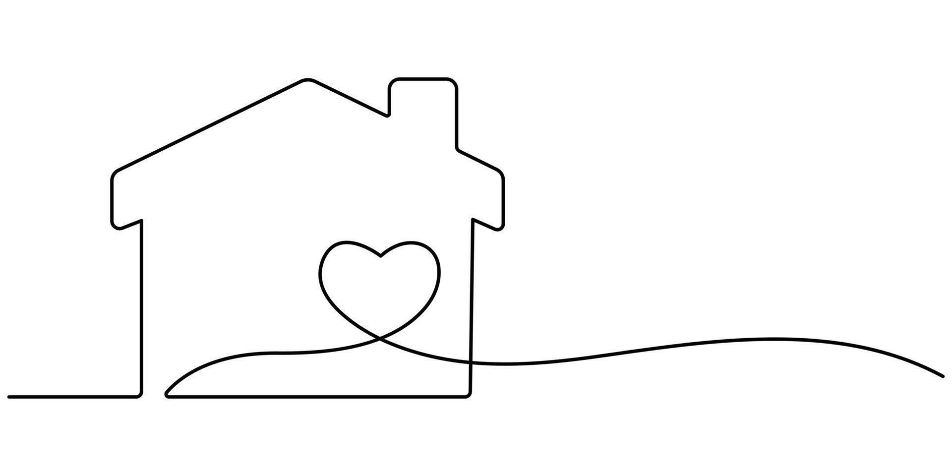 Homeless Shelter Sweet Home love shape continuous line drawing vector