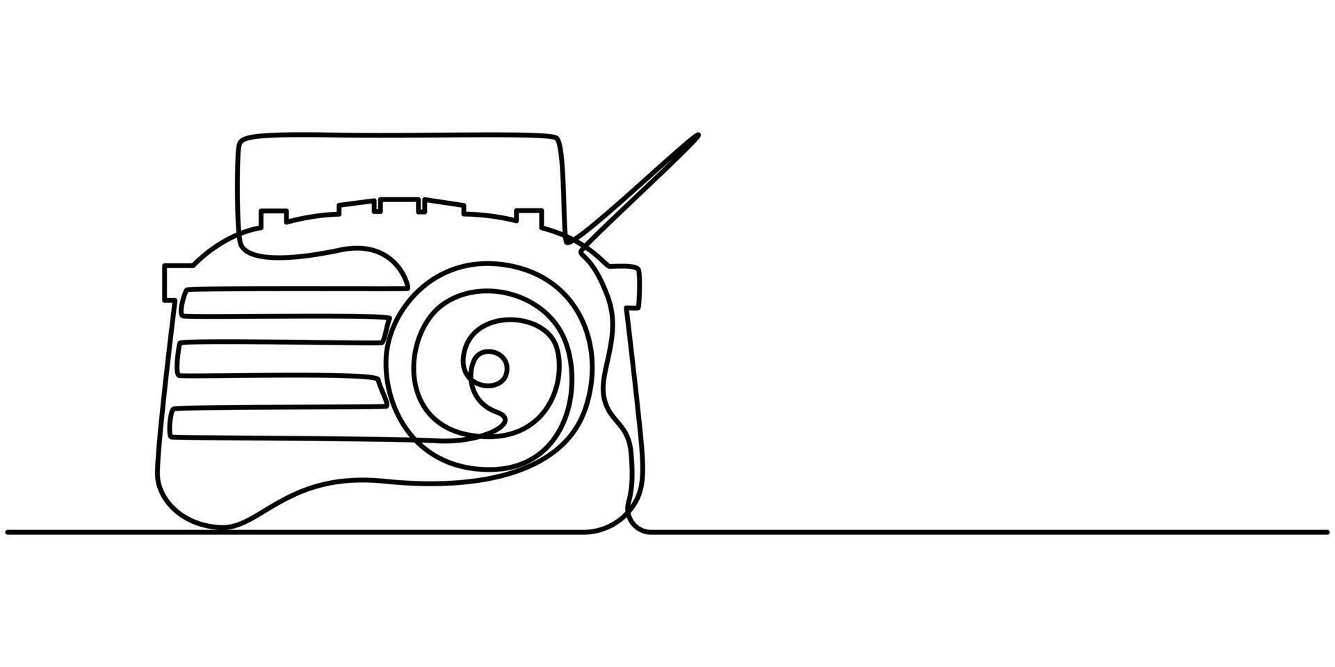 Radio Continuous One Line Drawing Icon on white background vector