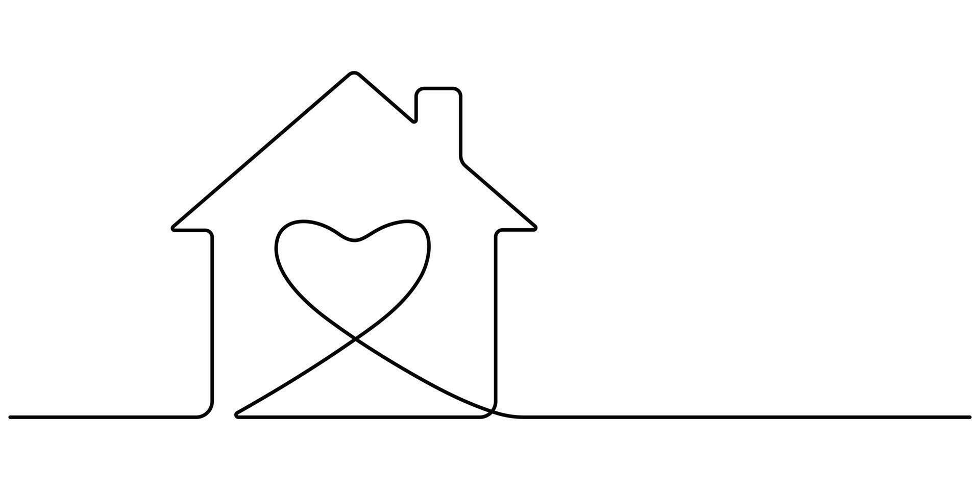 Home Sweet Love Continuous One Line Drawing Icon vector
