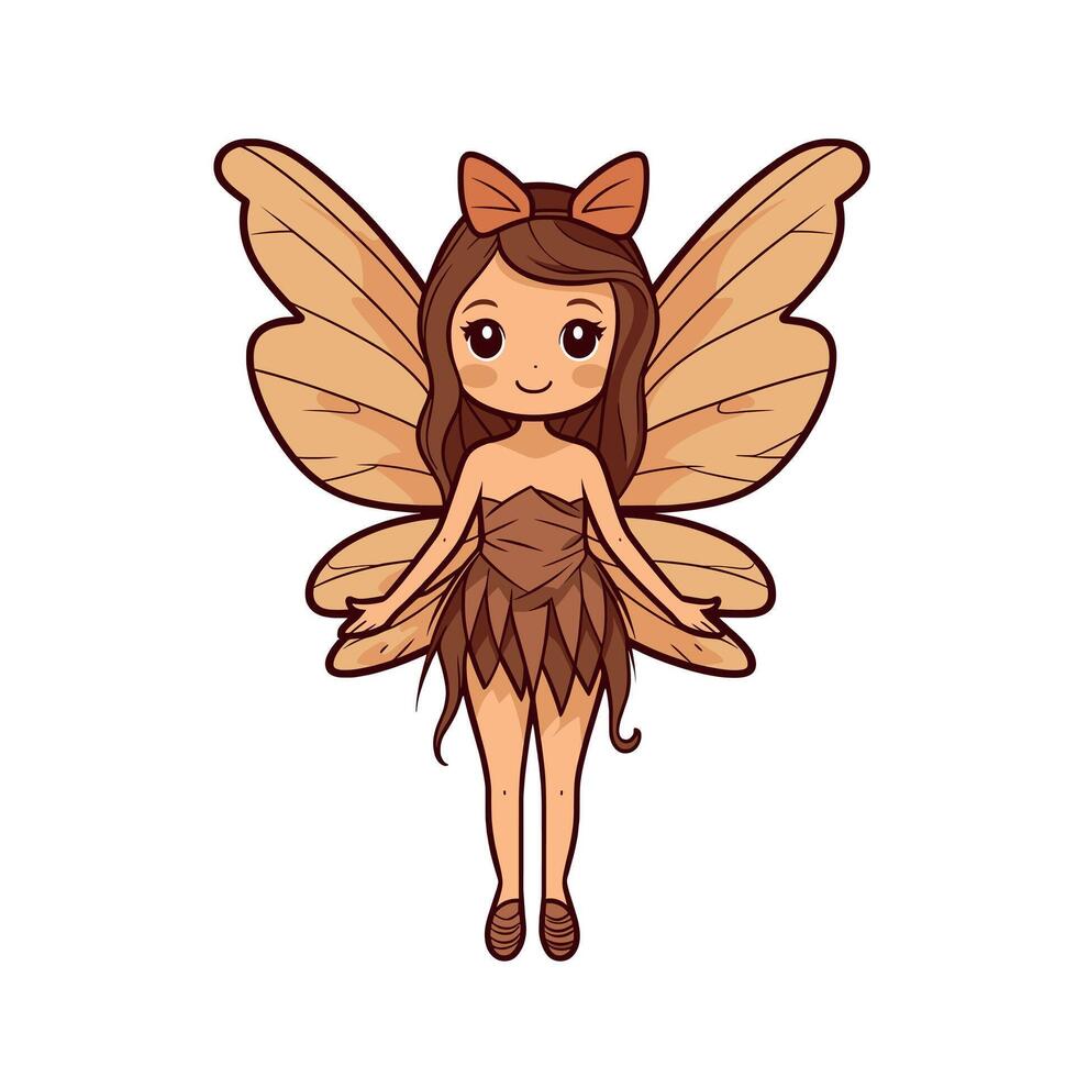 Cute fairy character with butterfly wings in a whimsical style vector