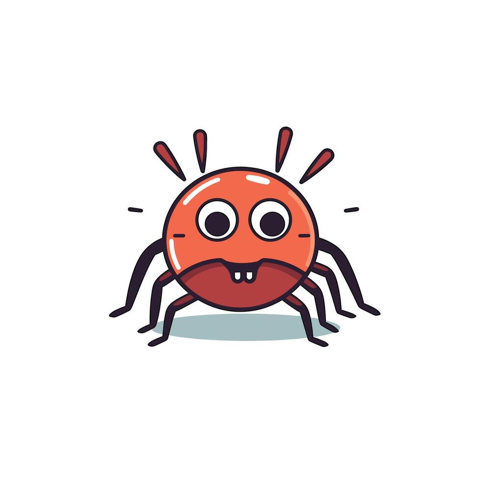 Cartoon spider with a cheerful expression and oversized eyes in a playful design vector