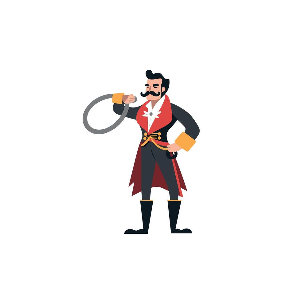 Character in a dramatic costume with a whip outdoors vector