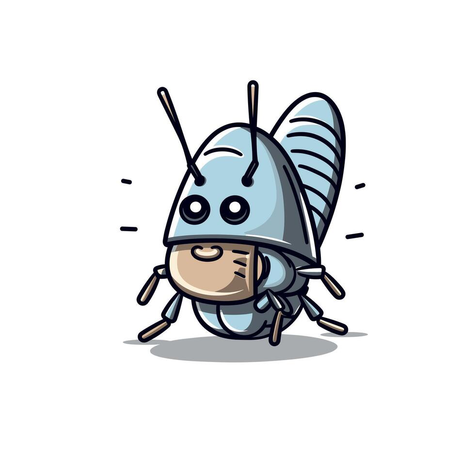 Cartoon insect character with a cute expression in a simple cartoon style vector