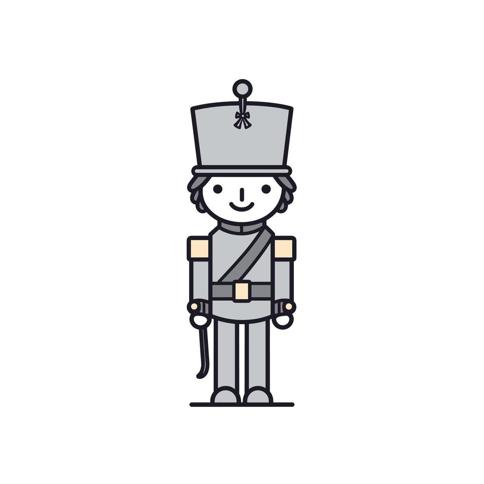 Toy soldier in simple design with gray uniform and hat vector