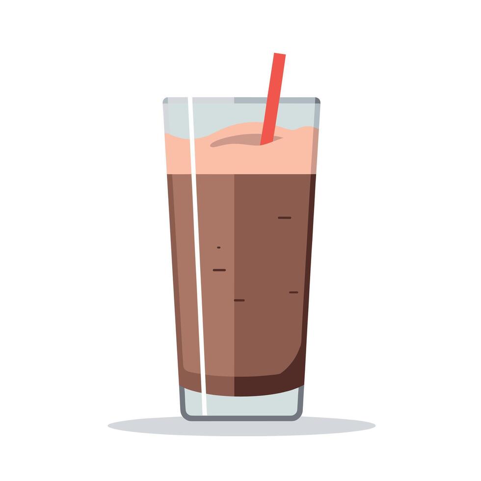 Deliciously crafted chocolate milkshake in a tall glass with a straw vector