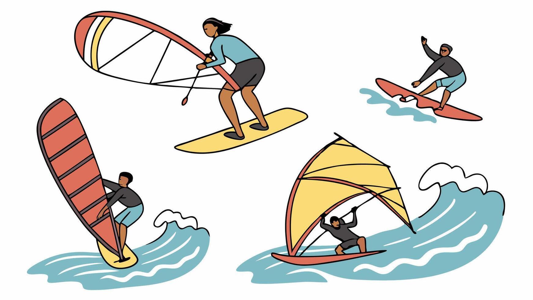 Water Sport Activity, Surfing, on the beach vector