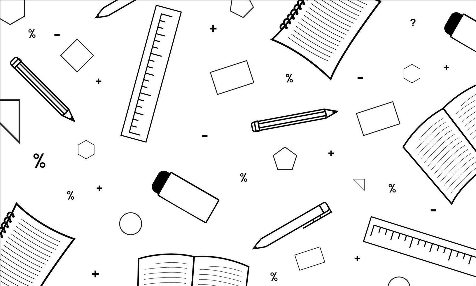 A black and white image of school supplies vector