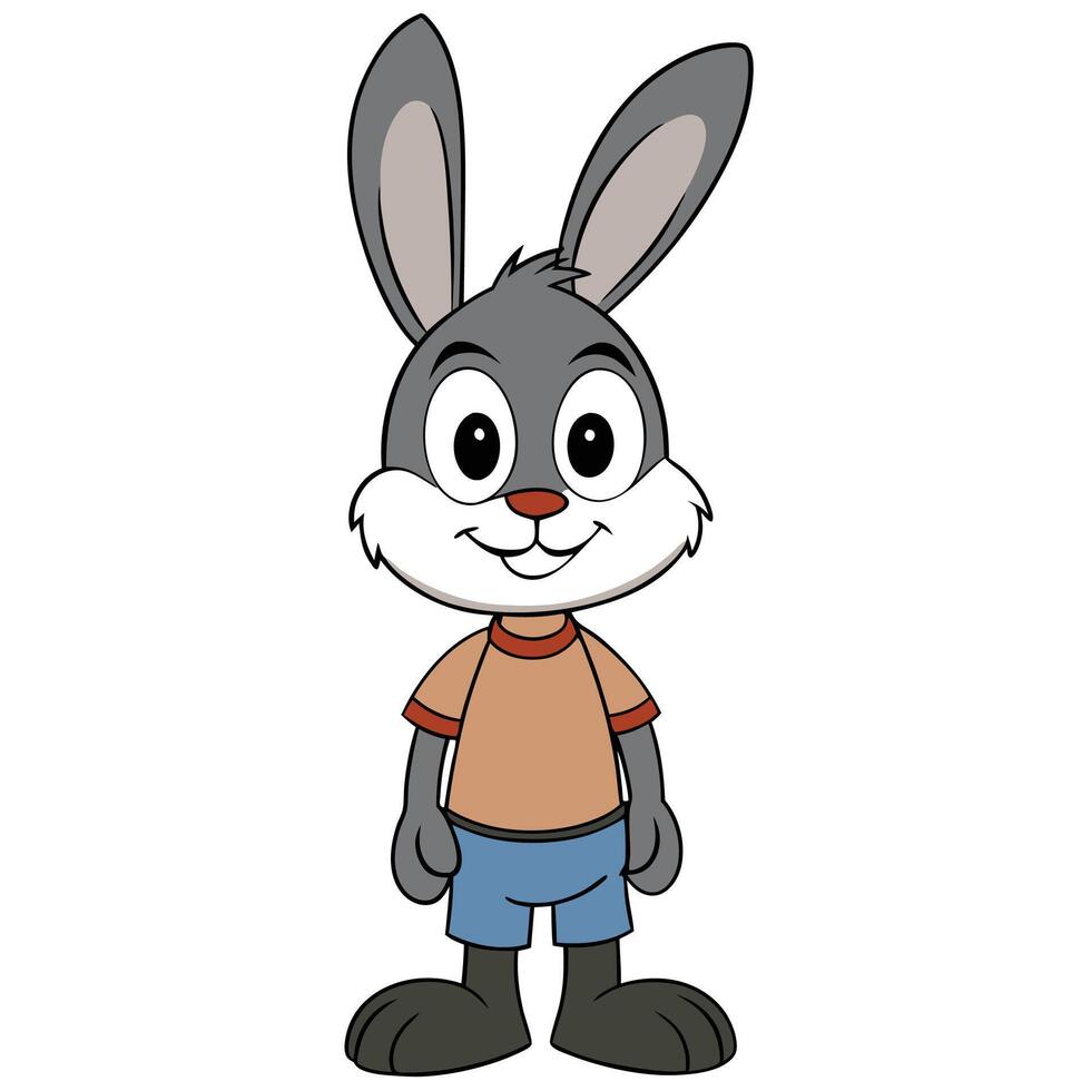 Cartoon rabbit with t-shirt and shorts design vector