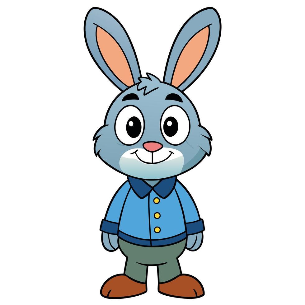 Cartoon rabbit with blue shirt illustration design vector