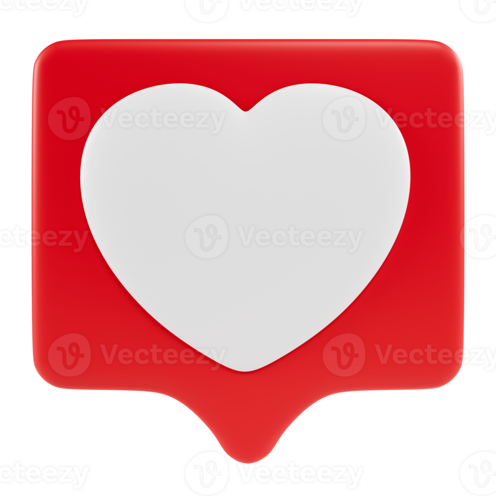 Stylized speech bubble with a heart, isolated on transparent background png