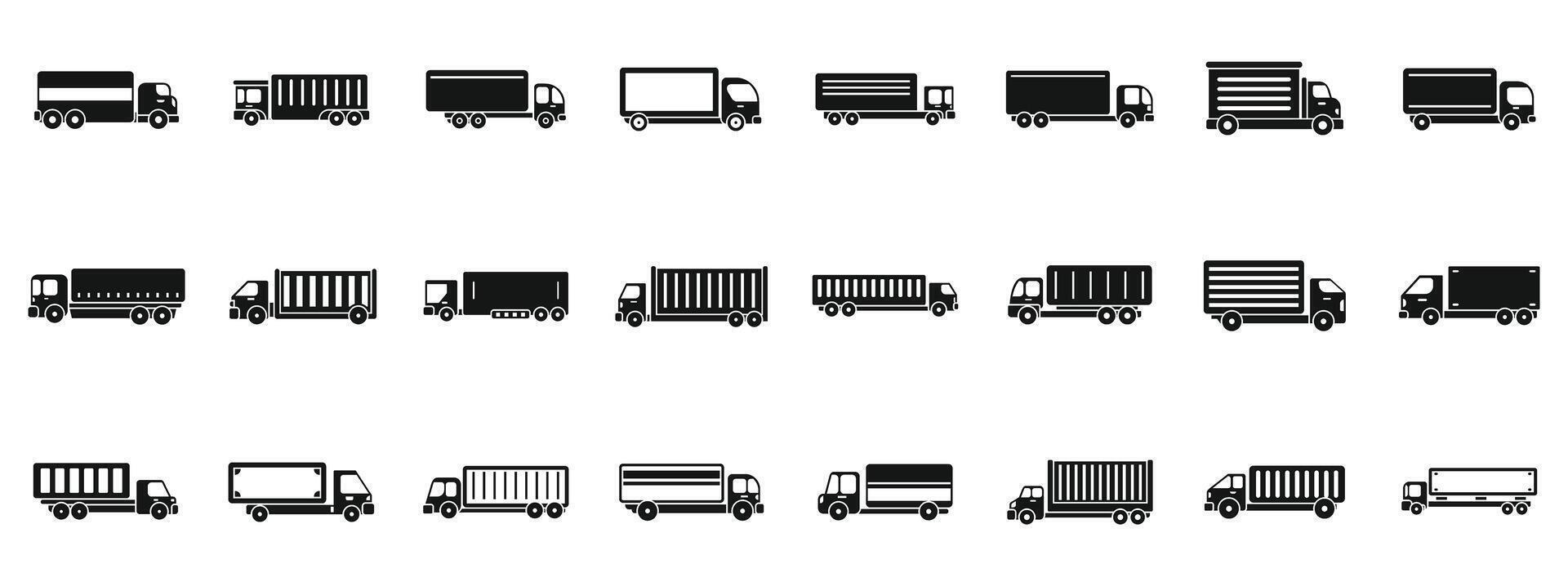 Truck semi-trailer icons set. Delivery trucks icons set showing transportation and logistics concepts vector