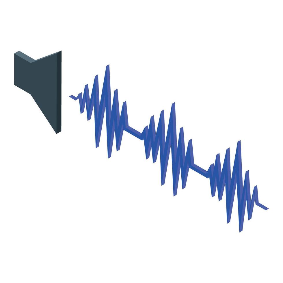 Audio speaker emitting sound waves, isometric projection vector
