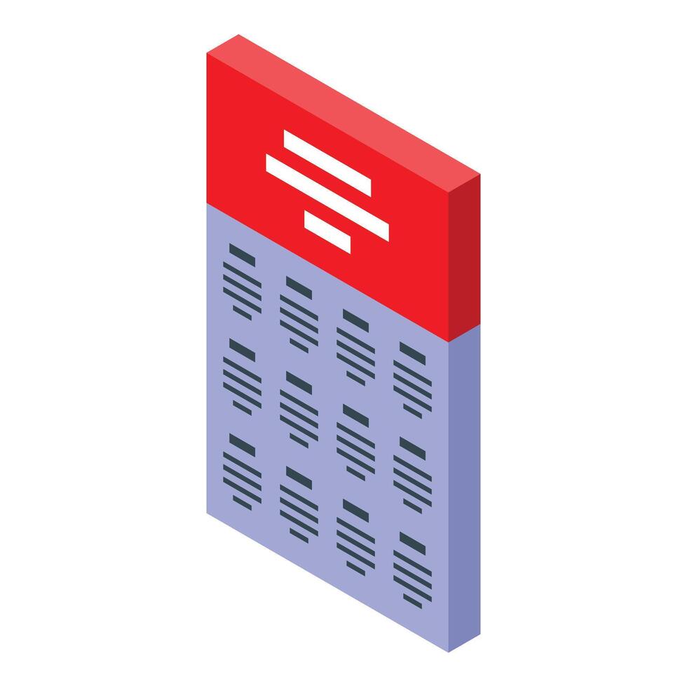 Smartphone showing menu interface with red header and text lines vector