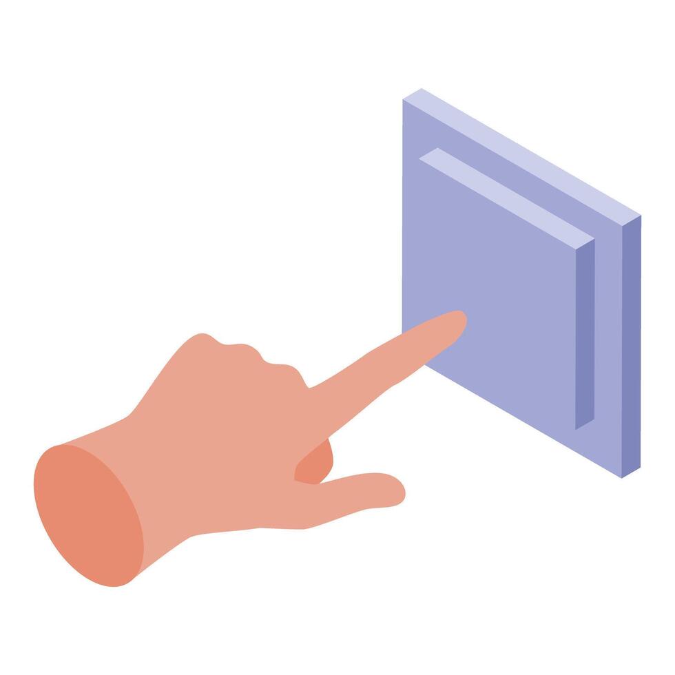 Hand pushing light switch in isometric view vector