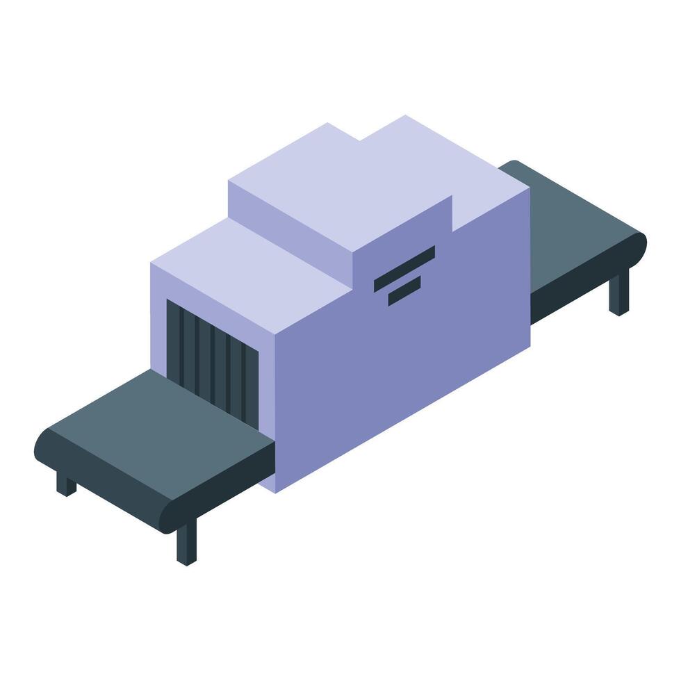Airport baggage scanner checking luggage on conveyor belt vector